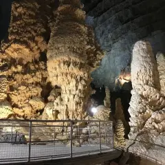 Grotte di Frasassi: curiosità naturali con imponenti stalagmiti e stalattiti illuminate, un percorso tra formazioni rocciose millenarie.