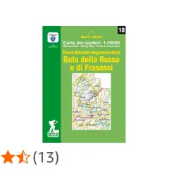 Copertina di una mappa escursionistica del Parco Naturale Regionale della Gola della Rossa e di Frasassi, con dettagli del sentiero e rating 4,5 stelle.